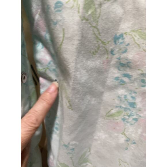Vintage Blue Green Floral Eyeful Cotton Snap Up Nightgown Size M - Picture 11 of 11